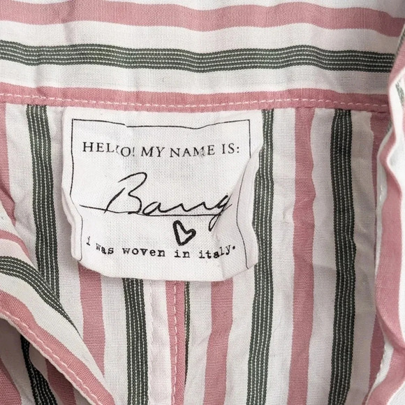 NEW Frank & Eileen Barry Crinkle Woven Button Up in Pink / Green Stripe - Picture 4 of 9